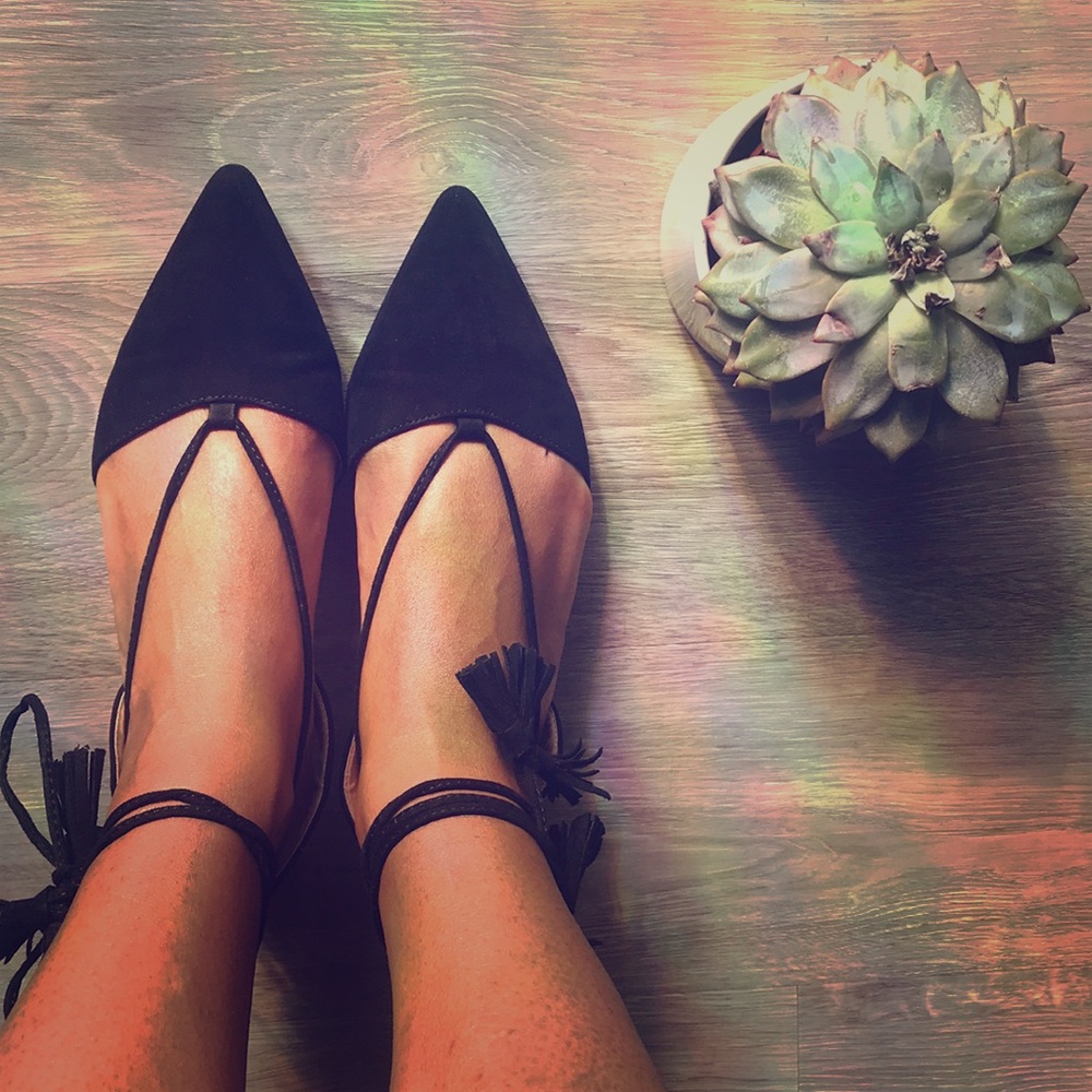 Truffle Lace Up, Gold Detail Sling Back Flats